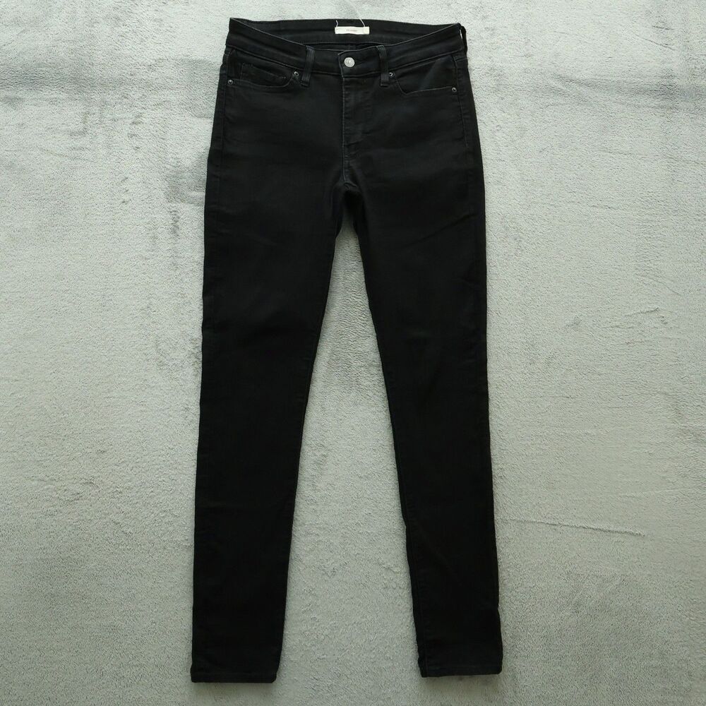 Levi's 711 Jeans Women's Size 29 Black Mid-Rise Skinny Denim 32" Inseam Stretch